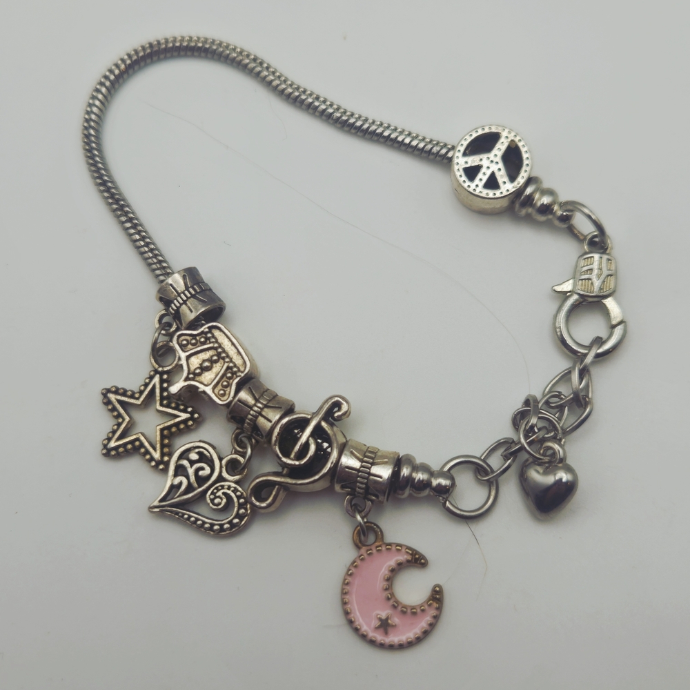 Charming Pink and Silver Bracelet